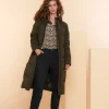 Jassen & Jacks*Geisha Fashion Geisha Dames Lange Pufferjas Met Capuchon 48522-21 dark green