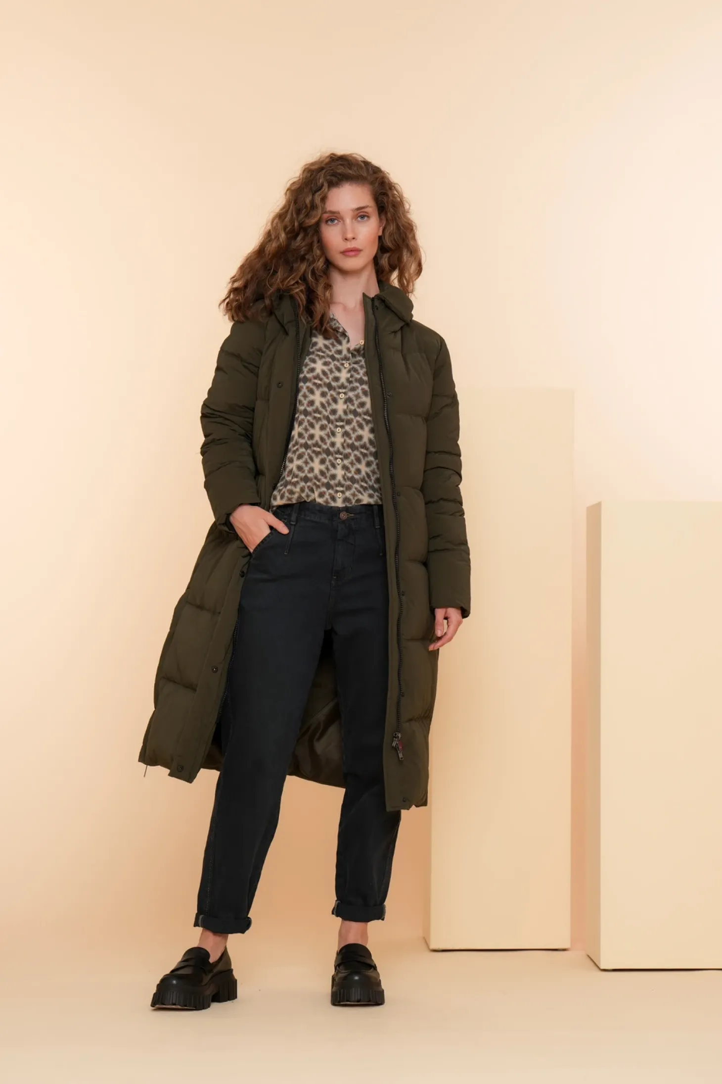 Jassen & Jacks*Geisha Fashion Geisha Dames Lange Pufferjas Met Capuchon 48522-21 kit