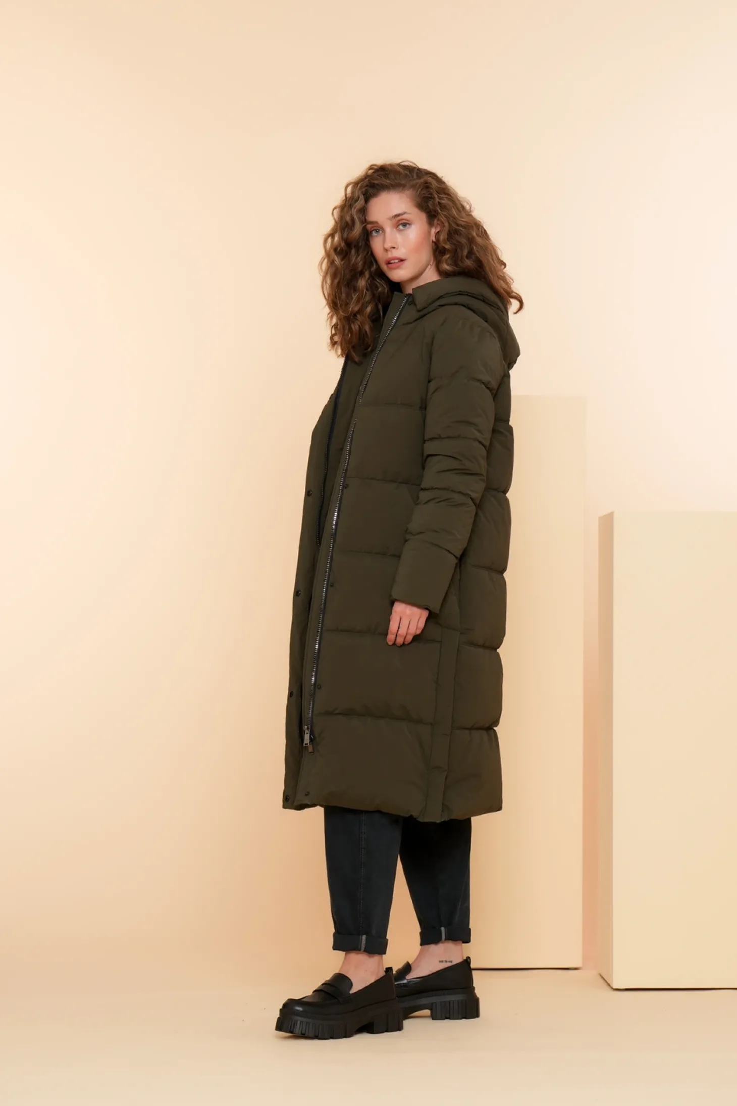 Jassen & Jacks*Geisha Fashion Geisha Dames Lange Pufferjas Met Capuchon 48522-21 kit