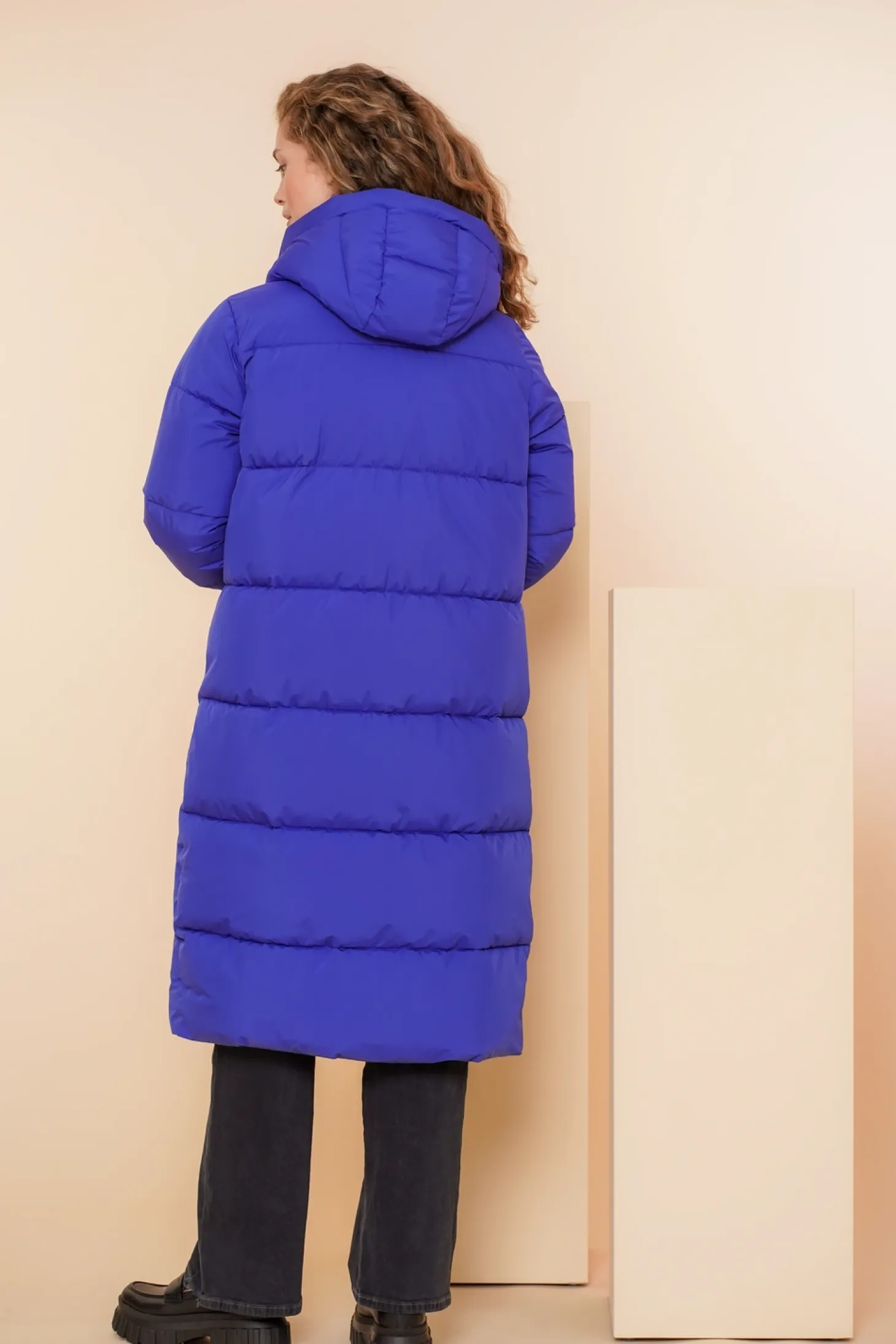 Jassen & Jacks*Geisha Fashion Geisha Dames Lange Warme Pufferjas 48515-21 cobalt
