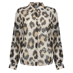 Blouses*Geisha Fashion Geisha Dames Leopard Blouse 43690-20 sand