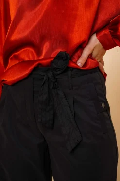 Broeken | Denim*Geisha Fashion Geisha Dames Loose Fit Tapered Broek 41519-10 zwart