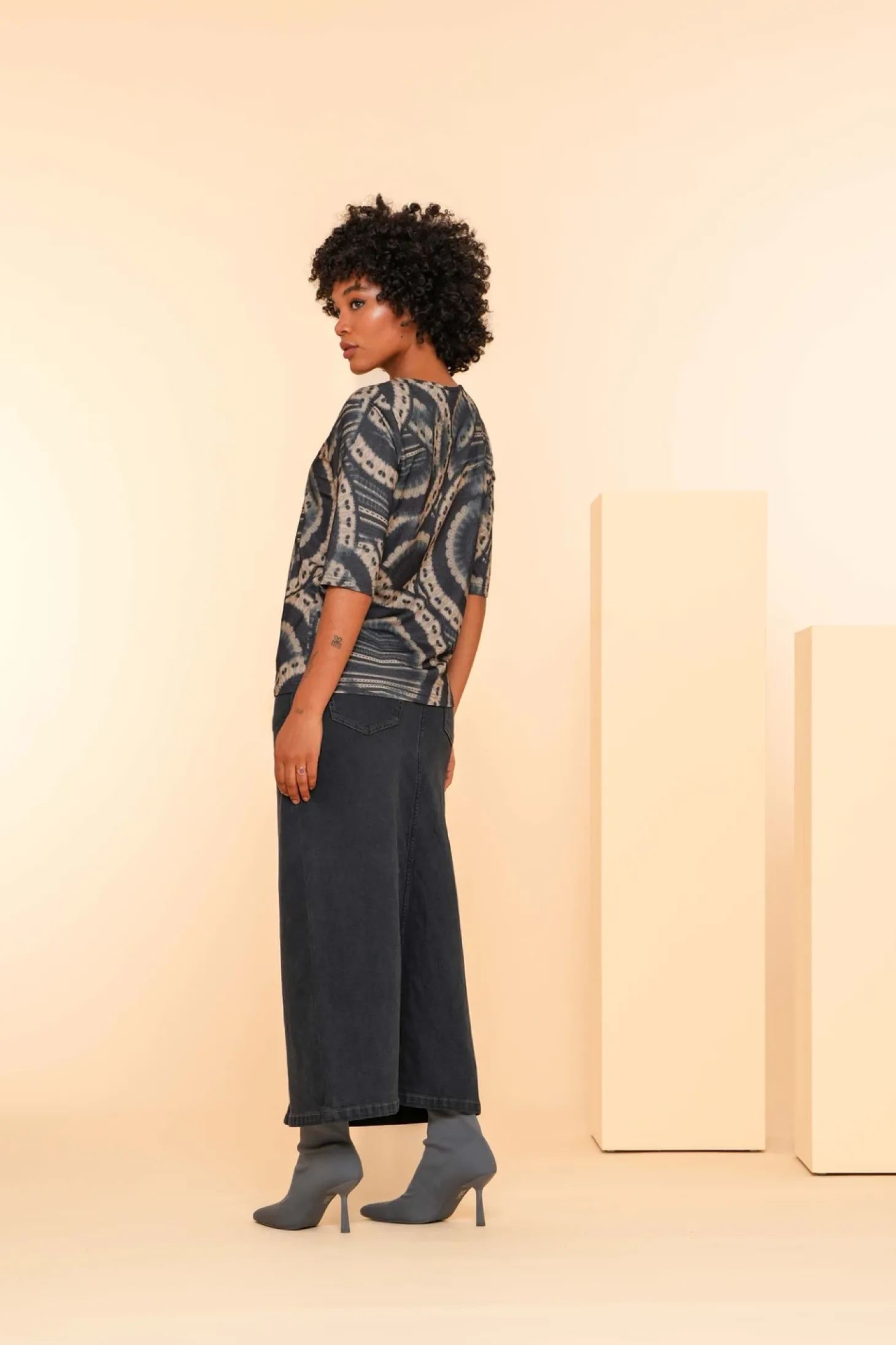 Rokken*Geisha Fashion Geisha Dames Maxi Denim Rok 46509-10 anthracite