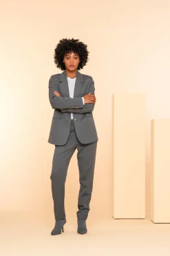 Jasjes & Blazers*Geisha Fashion Geisha Dames Melange Blazer 45602-32 grey melange