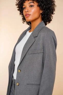 Jasjes & Blazers*Geisha Fashion Geisha Dames Melange Blazer 45602-32 grey melange