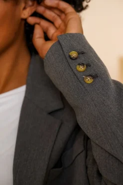 Jasjes & Blazers*Geisha Fashion Geisha Dames Melange Blazer 45602-32 grey melange