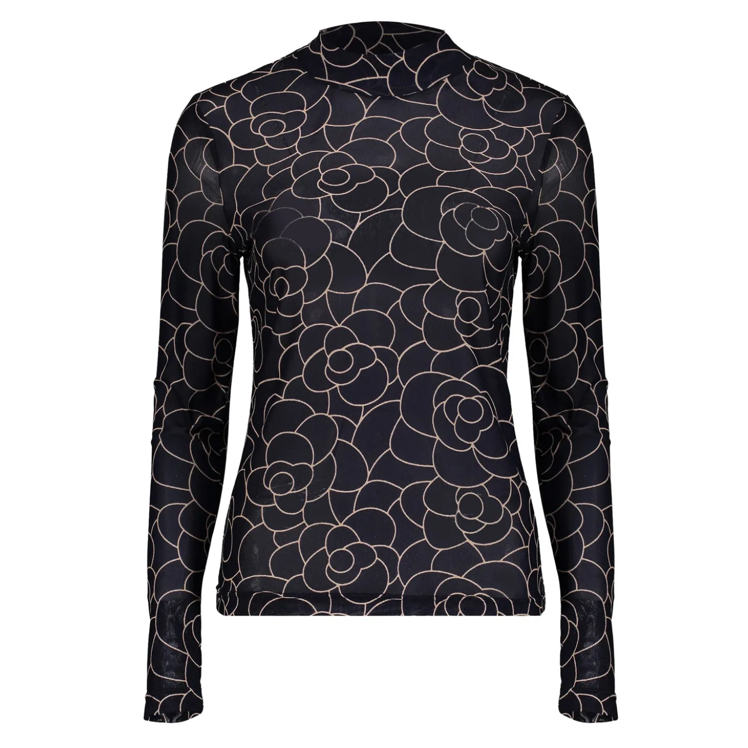 Tops & T-shirts*Geisha Fashion Geisha Dames Mesh Top Met Bloemenprint 42531-14 navy
