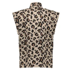 Jasjes & Blazers*Geisha Fashion Geisha Dames Oversized Gilet Met Panterprint 45618-20 sand