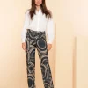 Broeken*Geisha Fashion Geisha Dames Pantalon Met Mandela Print 41660-20 navy