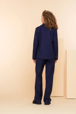 Broeken | Denim*Geisha Fashion Geisha Dames Pantalon Met Pinstripe 41543-10 indigo