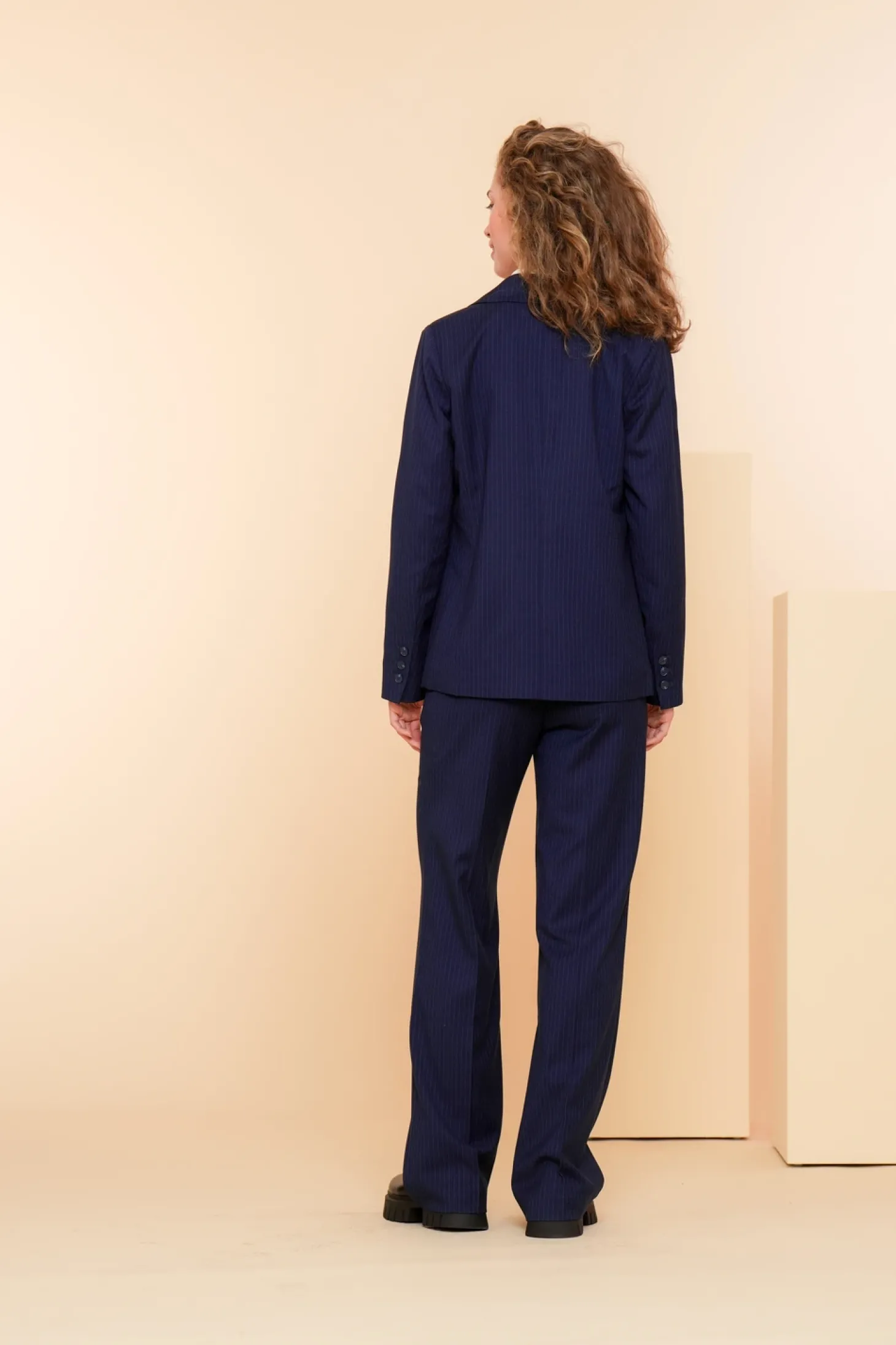 Broeken | Denim*Geisha Fashion Geisha Dames Pantalon Met Pinstripe 41543-10 indigo