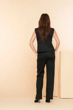 Broeken*Geisha Fashion Geisha Dames Pinstripe Pantalon 41664-20 zwart