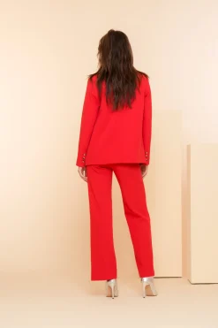Broeken*Geisha Fashion Geisha Dames Regular Fit Pantalon 41635-32 rood