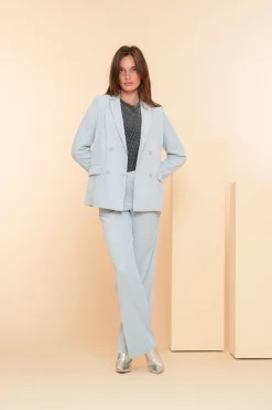 Jasjes & Blazers*Geisha Fashion Geisha Dames Ribfluwelen Blazer 45518-10 blue