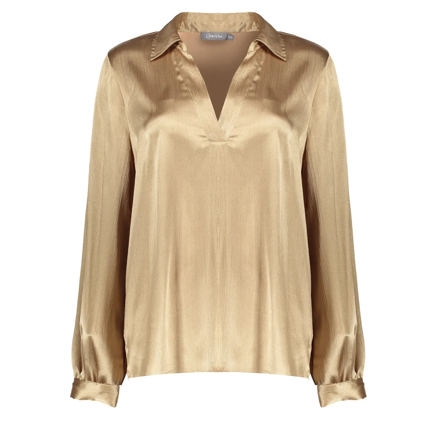 Tops & T-shirts*Geisha Fashion Geisha Dames Satin Top Met V-hals 43540-14 sand