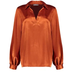 Tops & T-shirts*Geisha Fashion Geisha Dames Satin Top Met V-hals 43540-14 stone