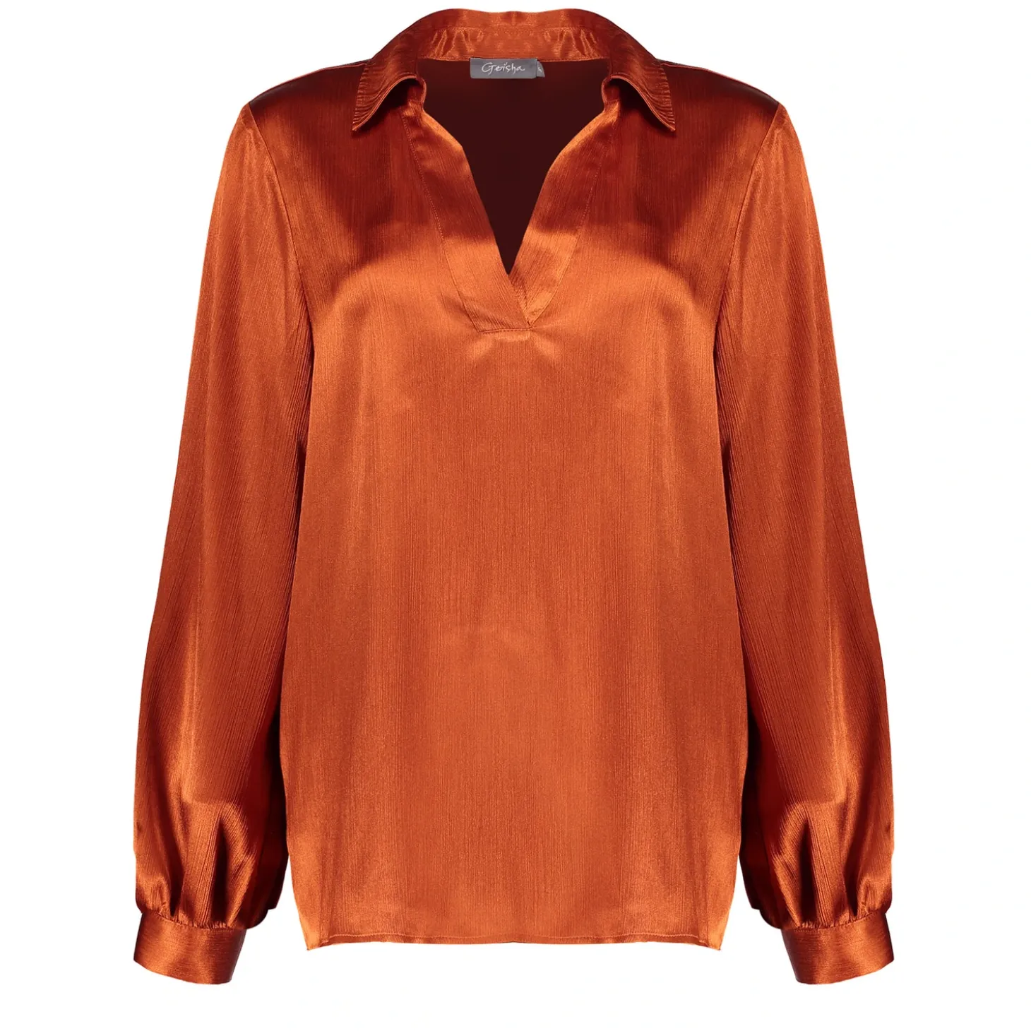 Tops & T-shirts*Geisha Fashion Geisha Dames Satin Top Met V-hals 43540-14 stone