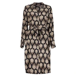 Jurken & Jumpsuits*Geisha Fashion Geisha Dames Shirtdress Met Print 47541-70 zwart