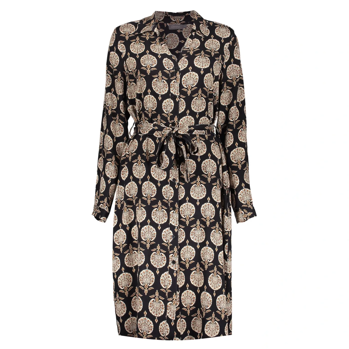 Jurken & Jumpsuits*Geisha Fashion Geisha Dames Shirtdress Met Print 47541-70 zwart