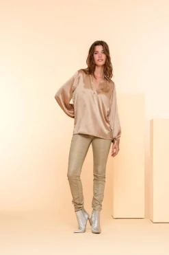 Broeken | Denim*Geisha Fashion Geisha Dames Skinny Jeans Met Slangenprint 41538-10 gold