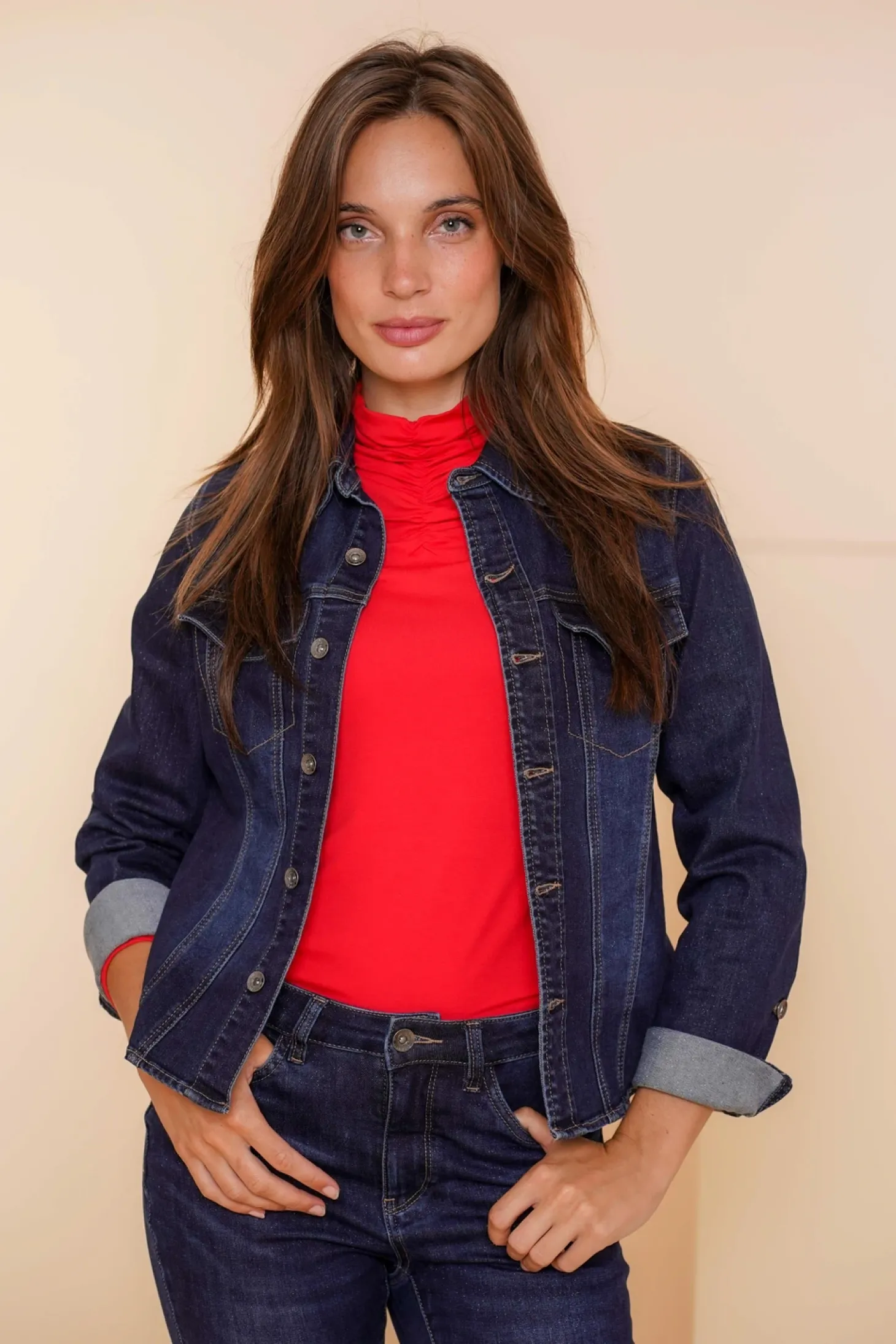 Denim | Jasjes & Blazers*Geisha Fashion Geisha Dames Spijkerjasje Met Lurex 45503-10 dark blue denim