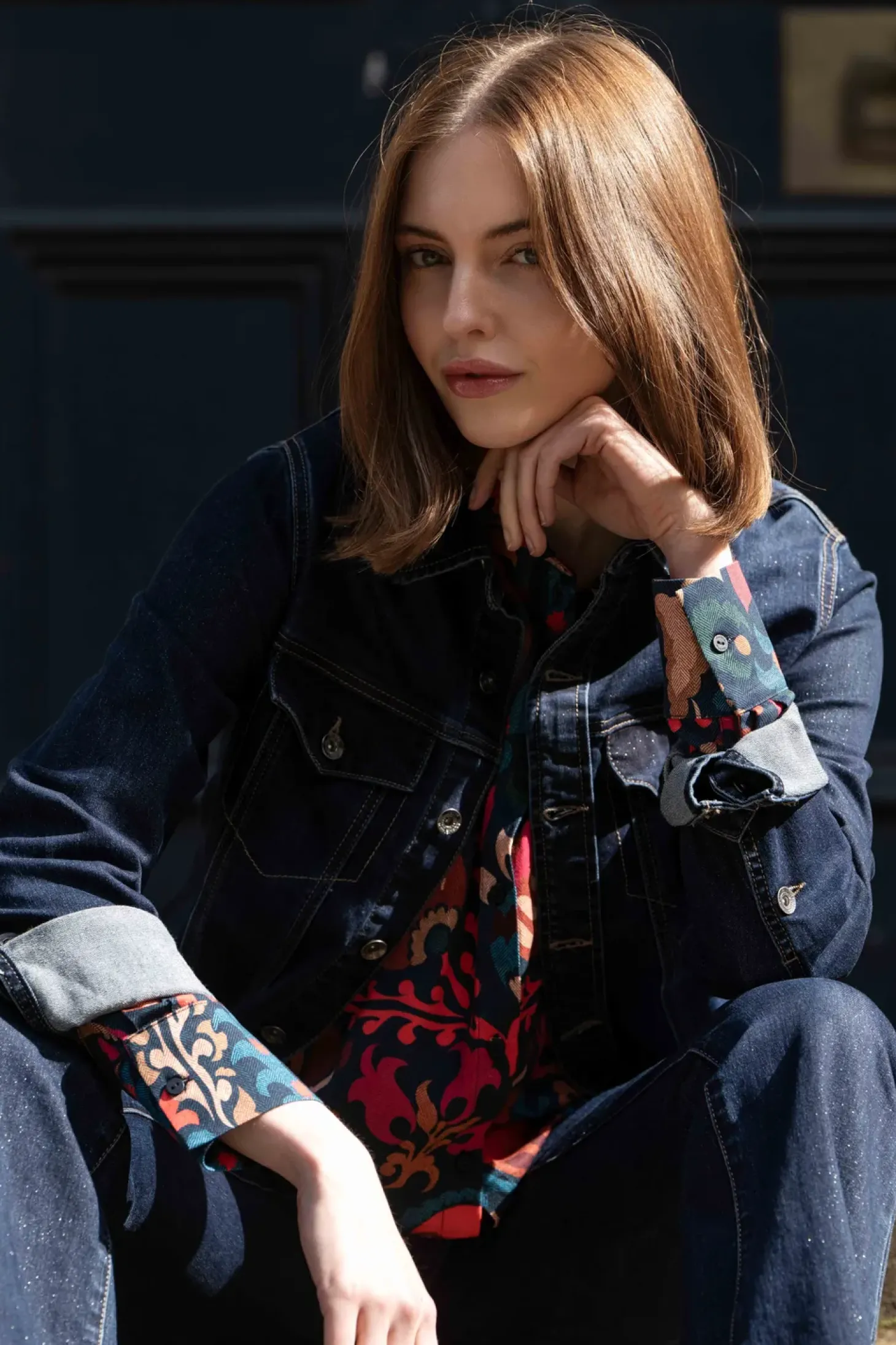 Denim | Jasjes & Blazers*Geisha Fashion Geisha Dames Spijkerjasje Met Lurex 45503-10 dark blue denim