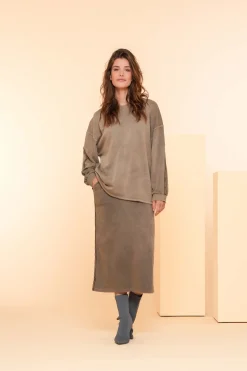Rokken*Geisha Fashion Geisha Dames Sweat Midi Skirt 46506-10 sand