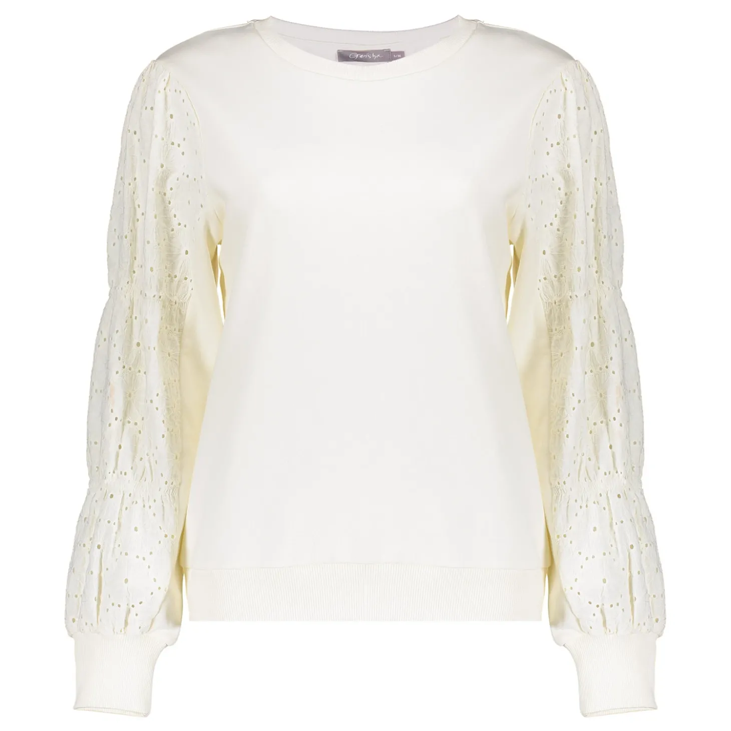 Truien & Vesten*Geisha Fashion Geisha Dames Sweater Met Broderie 42608-41 off-white