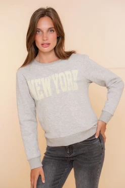 Truien & Vesten*Geisha Fashion Geisha Dames Sweater New York 42609-41 grey melange