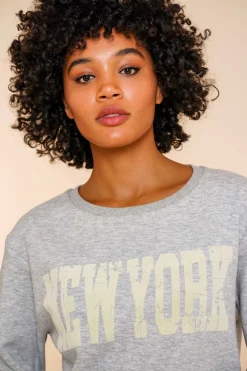 Truien & Vesten*Geisha Fashion Geisha Dames Sweater New York 42609-41 grey melange