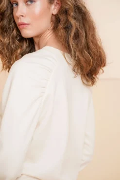 Truien & Vesten*Geisha Fashion Geisha Dames Sweatshirt Met Plooien 42600-41 off-white