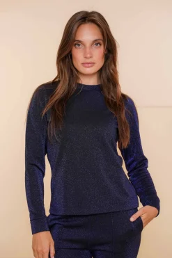 Tops & T-shirts*Geisha Fashion Geisha Dames Top Met Glitter 42570-43 zwart