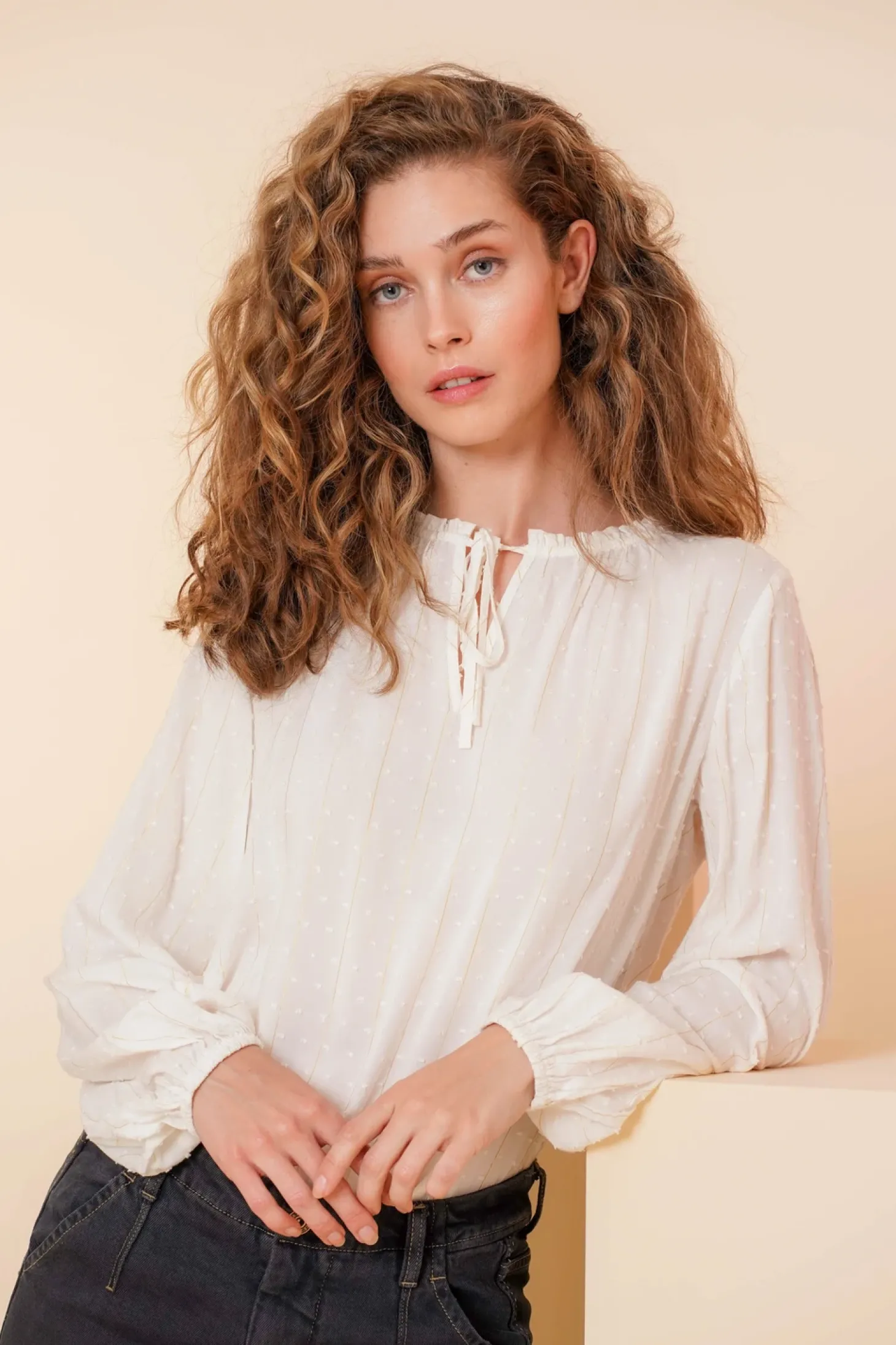 Tops & T-shirts*Geisha Fashion Geisha Dames Top Met Lurex 43635-26 off-white
