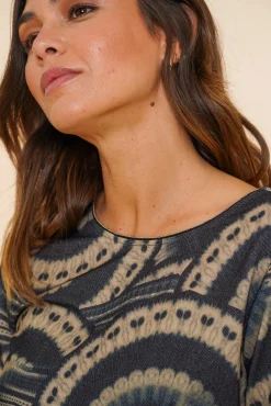 Tops & T-shirts*Geisha Fashion Geisha Dames Top Met Mandela Print 42654-20 navy
