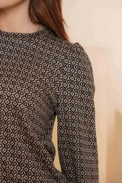 Tops & T-shirts*Geisha Fashion Geisha Dames Top Met Minimal Print 42525-70 zwart