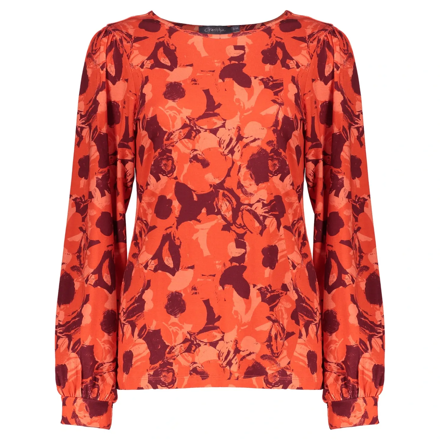 Tops & T-shirts*Geisha Fashion Geisha Dames Top Met Print 42545-60 dark red