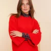 Truien & Vesten*Geisha Fashion Geisha Dames Trui Met Ronde Halslijn 44561-14 rood