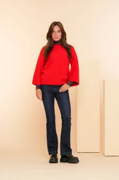 Truien & Vesten*Geisha Fashion Geisha Dames Trui Met Ronde Halslijn 44561-14 rood