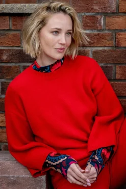 Truien & Vesten*Geisha Fashion Geisha Dames Trui Met Ronde Halslijn 44561-14 rood