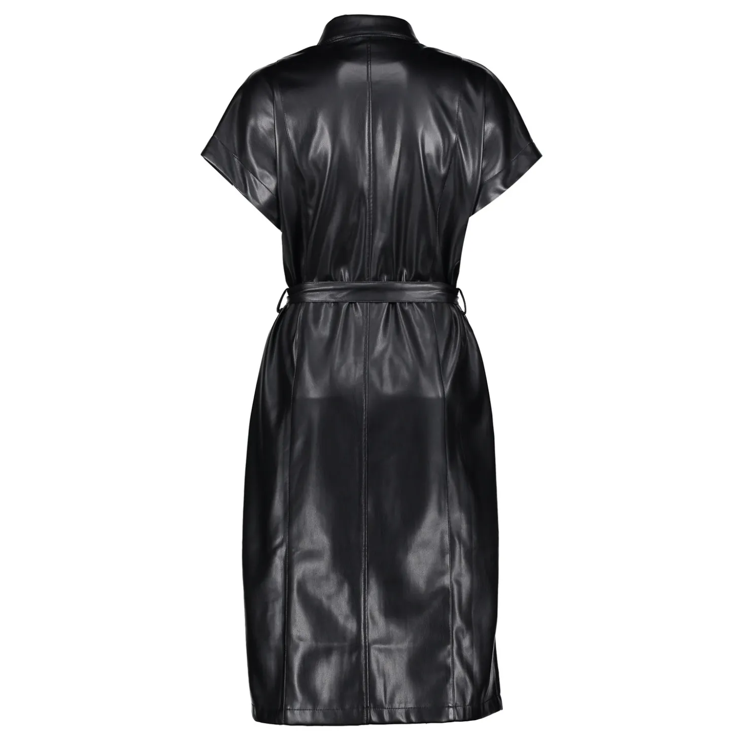 Jurken & Jumpsuits*Geisha Fashion Geisha Dames Vegan Leather Look Shirtdress 47503-10 zwart