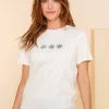 Tops & T-shirts*Geisha Fashion Geisha Dames T-shirt Met Foil Flowers 42638-24 wit