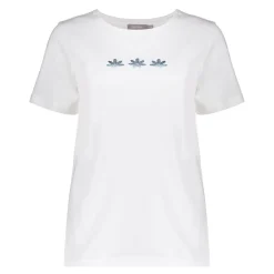 Tops & T-shirts*Geisha Fashion Geisha Dames T-shirt Met Foil Flowers 42638-24 wit