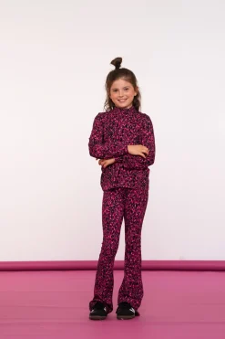 Broeken*Geisha Fashion Geisha Girls Broek Met Panterprint 41580K-60 zwart