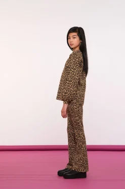 Broeken*Geisha Fashion Geisha Girls Broek Met Panterprint En Lurex 41675K-20 camel