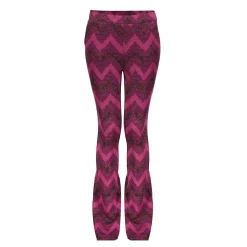 Broeken*Geisha Fashion Geisha Girls Flare Broek Met Zigzag Print 41668K-20 fuchsia