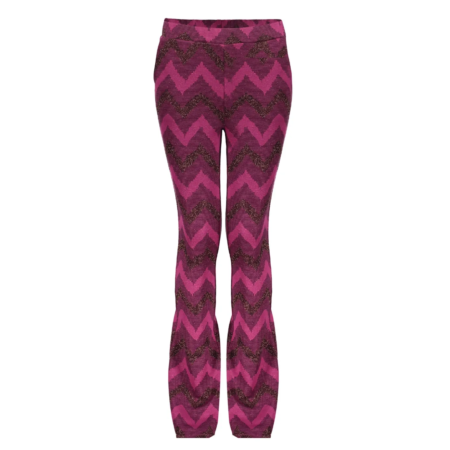 Broeken*Geisha Fashion Geisha Girls Flare Broek Met Zigzag Print 41668K-20 fuchsia