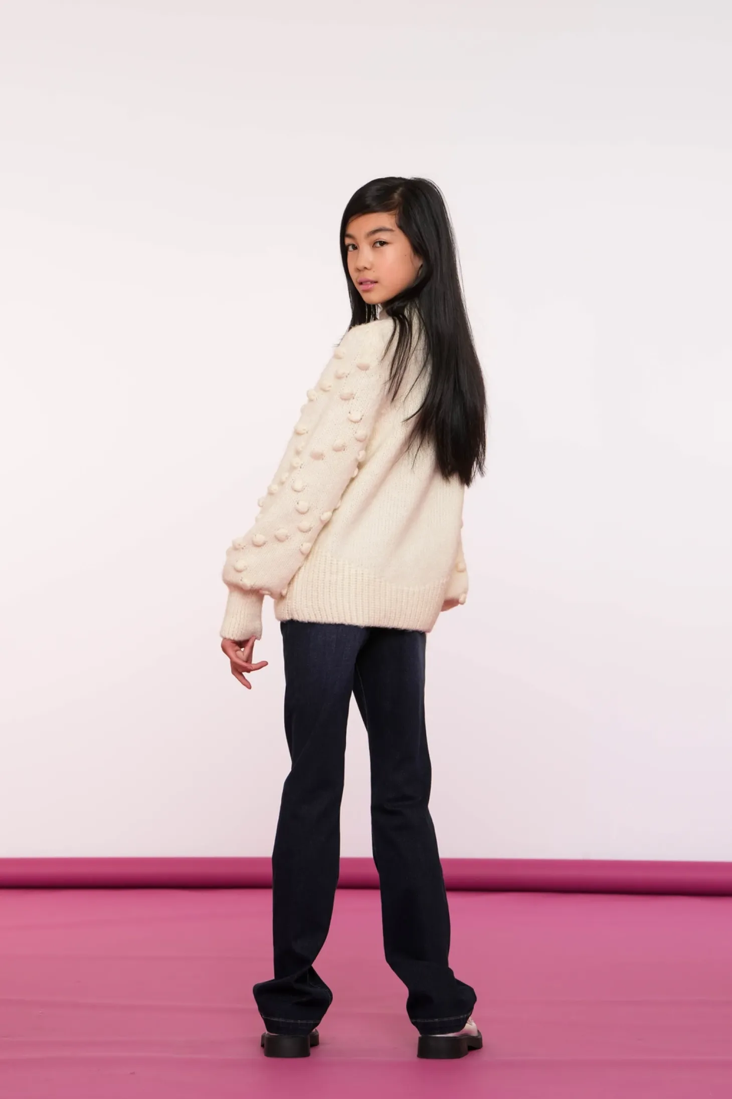 Truien & Vesten*Geisha Fashion Geisha Girls Gebreide Trui Met Pompons 44554K-23 off-white