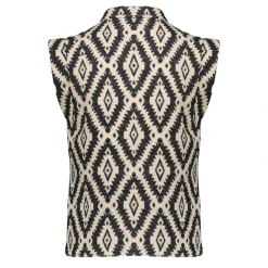 Truien & Vesten*Geisha Fashion Geisha Girls Gilet Met Ikat Print 45585K-21 zwart