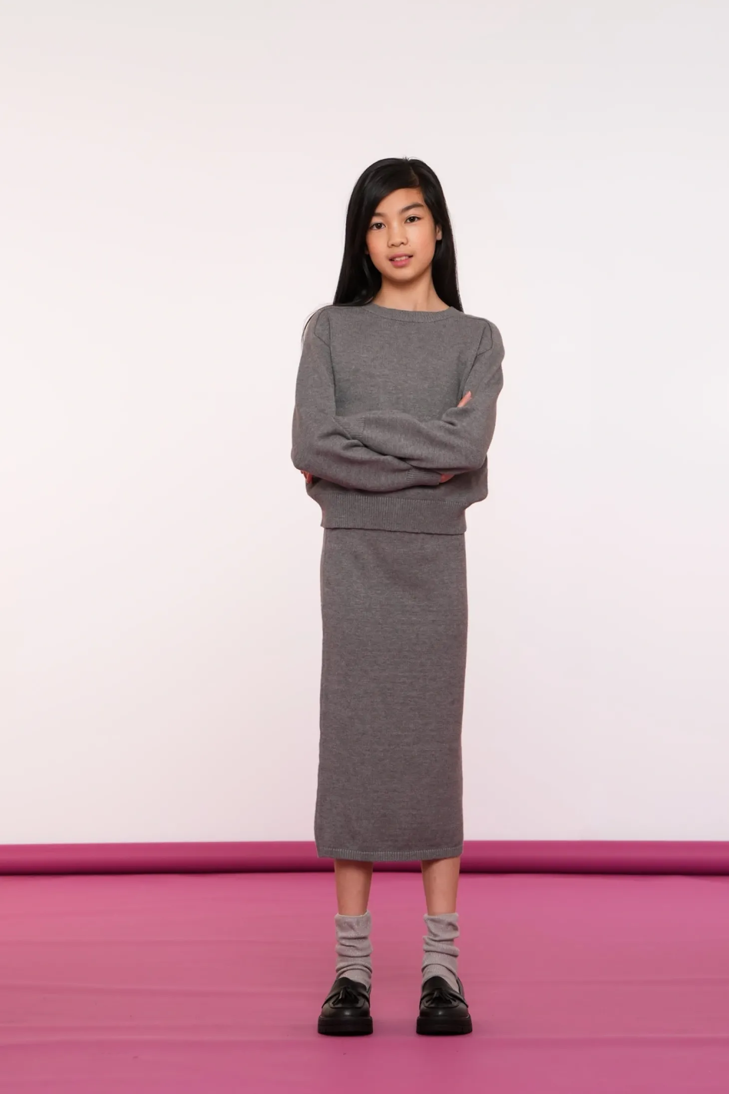 Truien & Vesten*Geisha Fashion Geisha Girls Ribgebreide Trui 44501K-10 grey melange