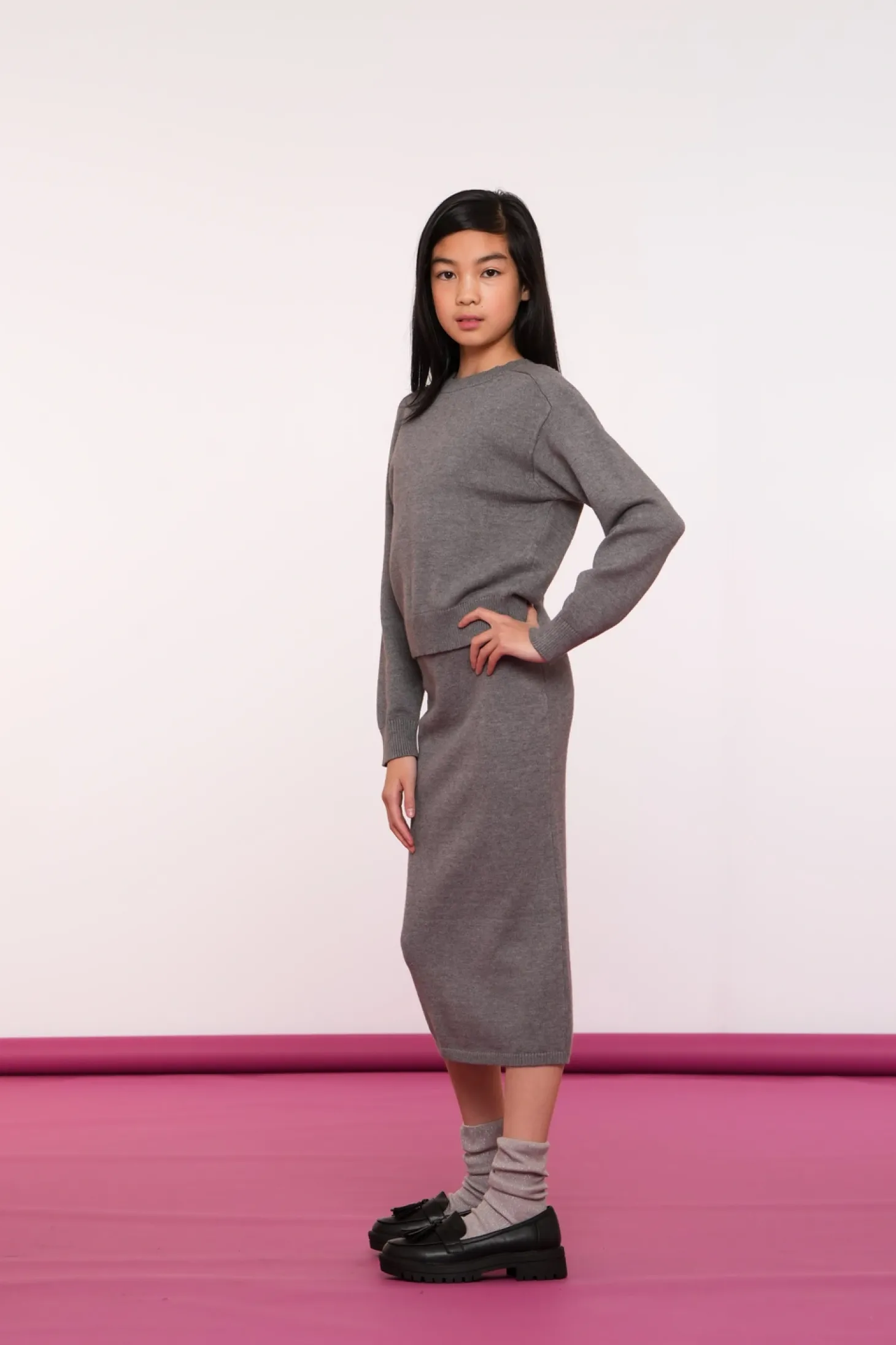 Truien & Vesten*Geisha Fashion Geisha Girls Ribgebreide Trui 44501K-10 grey melange